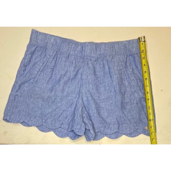 Lilly Pulitzer 100% Linen Scalloped Hem Shorts Sz L Chambray Blue NWOT coastal - Picture 4 of 8